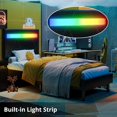 thumbnail image 4 of Twin Bed Frame with LED Lights(Smart APP Control), Upholstered Modern Platform Bed Frame, No Box Spring Needed/Noise-Free/Easy Assembly, Black, 4 of 12