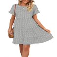 thumbnail image 3 of Women‘s Short Sleeve Swing Dress with Floral Tiered Pattern for Summer, 3 of 7