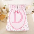 thumbnail image 5 of Manfei Pink Heart Bow Queen Sheet Sets For Girls,Letter D Personalized Initial Bed Set For Kids,4-Piece, 5 of 6
