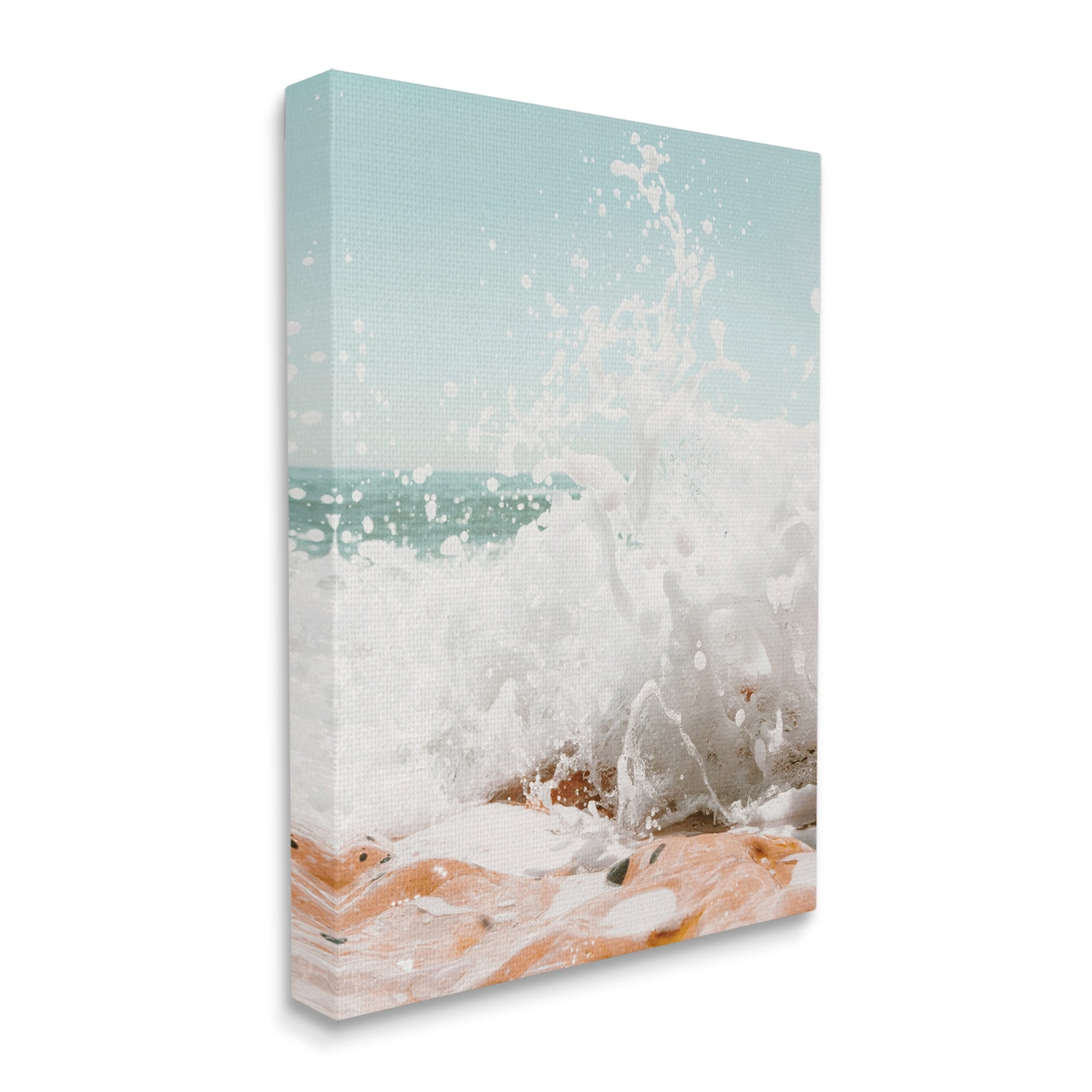 Stupell Splashing Sandy Beach Sea Foam Landscape Photography Gallery Wrapped Canvas Print Wall Art