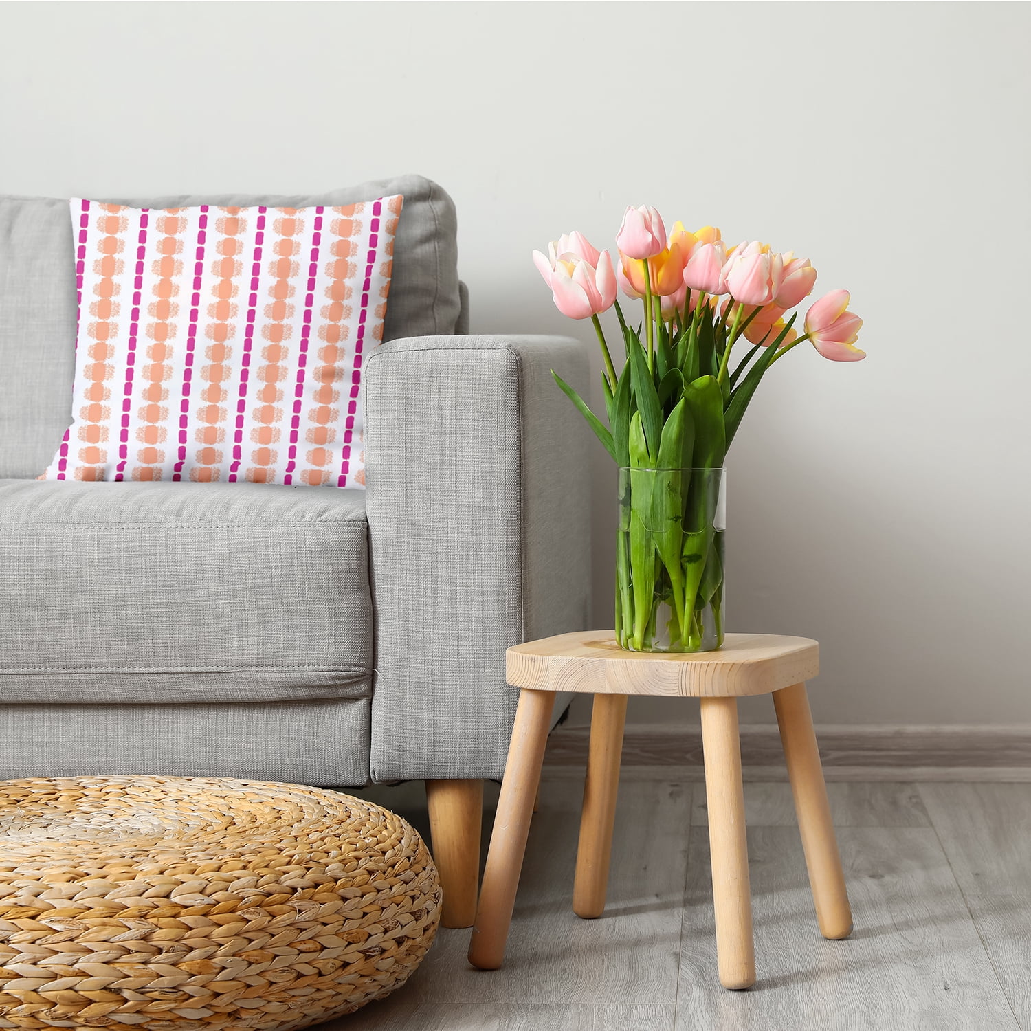 26" x 26" Simply Daisy Watercolor Stripe Decorative Throw Pillow