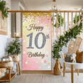 thumbnail image 6 of Pink Glittery Background Happy 10th Birthday Banner Party Supplies Photography Props Birthday Decoration Backdrop Decorations for Indoor Outdoor Celebrations, 6 of 8