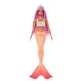 thumbnail image 5 of Muñeca Barbie Sirena con pelo de fantasía rosa y accesorio para diadema, juguete con corpiño inspirado en estrellas de mar y cola naranja suave, 5 of 5