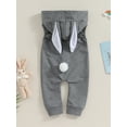 thumbnail image 4 of Bslissey Toddler Baby Hooded Jumpsuit 6M 12M 18M 24M 3T Sleeveless Zipper Front Pocket Bunny Ear Hoodies Rompers Infant Solid Color Casual Bodysuit Easter Clothes, 4 of 9