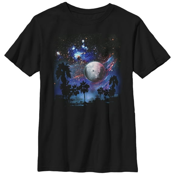 Boy's Lost Gods Space Ocean  Graphic Tee Black Medium
