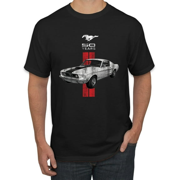 Wild Bobby, Ford Mustang 50 Years, Cars and Trucks, Men Graphic Tee, Black, Small