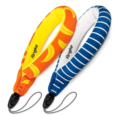 Ringke Floating Strap (2 Pack) Universal Waterproof Float For All Devices: GoPro Digital Camera Mobile Phones And More - Banana+Navy Stripes