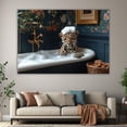 thumbnail image 6 of Mudket Framed Leopard with Towel in White Bathtub Canvas Wall Art, Cute Leopard Print Bathroom Decor, Funny Animal Wall Art Ready to Hang - 12"L x 8"W, 6 of 10