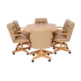 thumbnail image 4 of Furnish Theory  Caster Chair Company Ashtyn 7-Piece 42x[42/60] Caster Dining Set Wood Edge Laminate Table Top & Buff Polyurethane Rolling Swivel Tilt Chairs, 4 of 20
