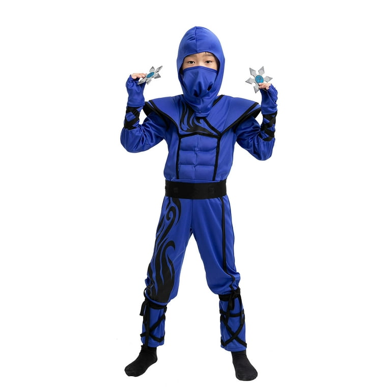 Spooktacular Creations Striking Blue Ninja Costume for Child Stealth Costume  Halloween Kids Kung Fu Outfit,S 