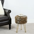 thumbnail image 5 of Home Soft Things Faux Fur Stool - Leopard - Gold Leg - 13x13x17", 5 of 6