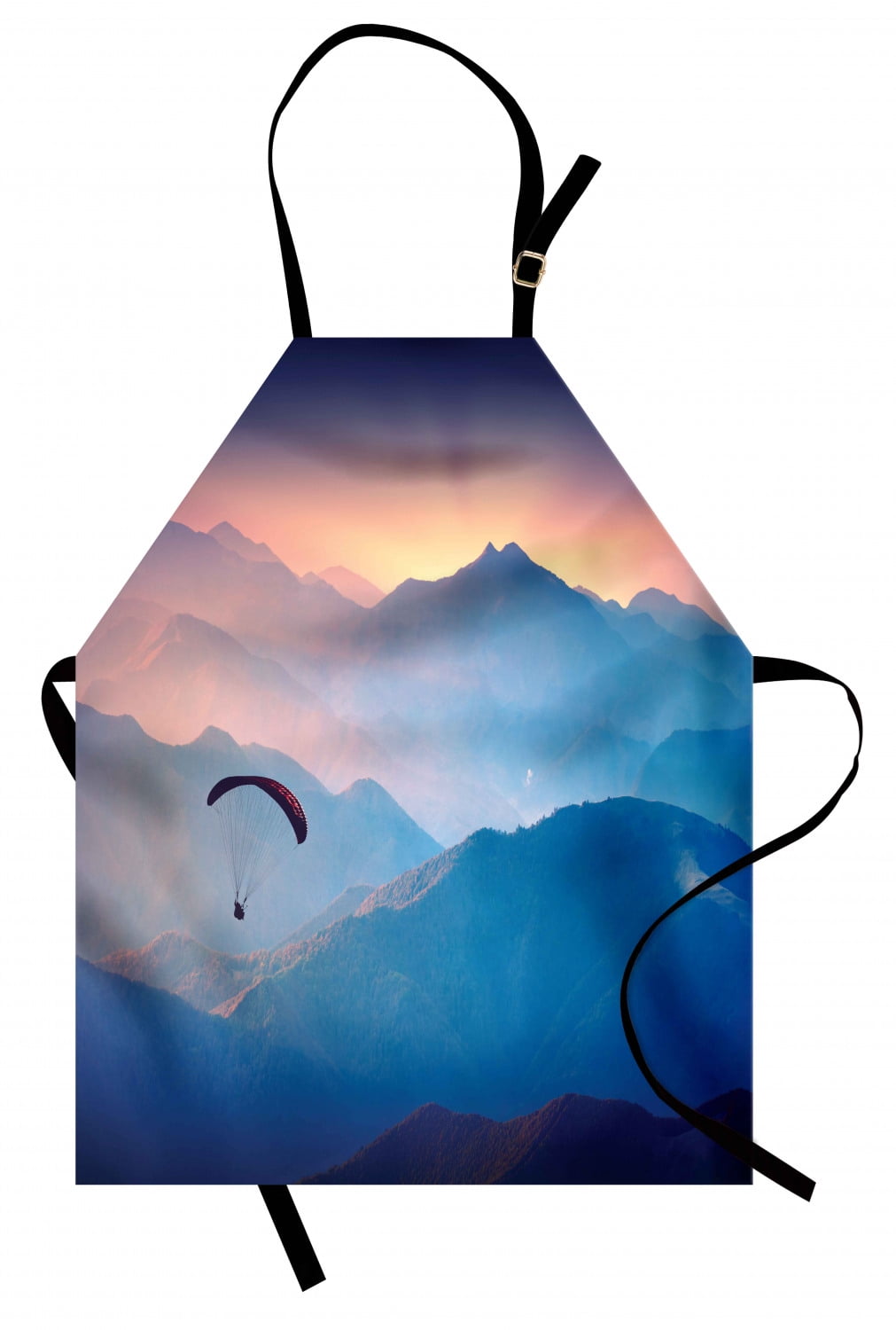 Sports Apron Paraglide Flying over Majestic Mountains Morning Valley