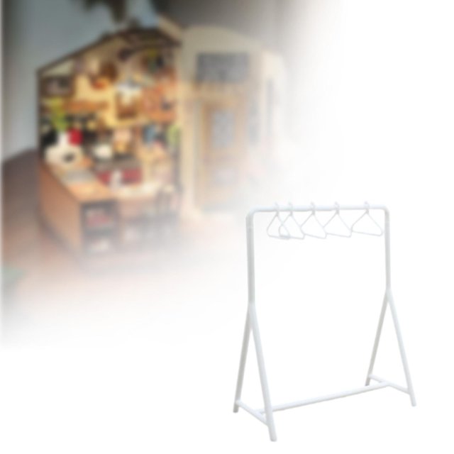 Perchero para casa de muñecas con perchas, para sala de estar, baño, hogar, 1/12