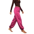 thumbnail image 6 of Ynynloco Women's Satin High Waist Cargo Joggers Pants Dressy Casual Lightweight Silky Elastic Waist Trousers with Pockets, 6 of 9