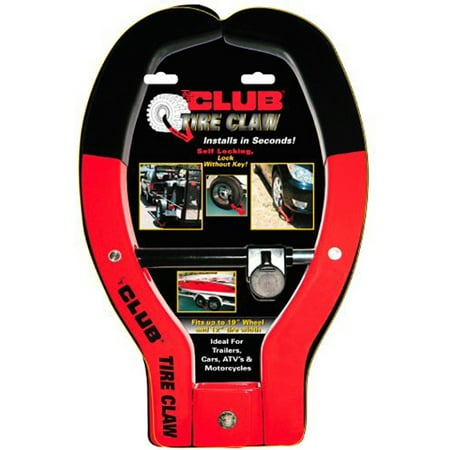 The Club Tire Claw XL Trailer and Vehicle Anti-Theft Device, Red