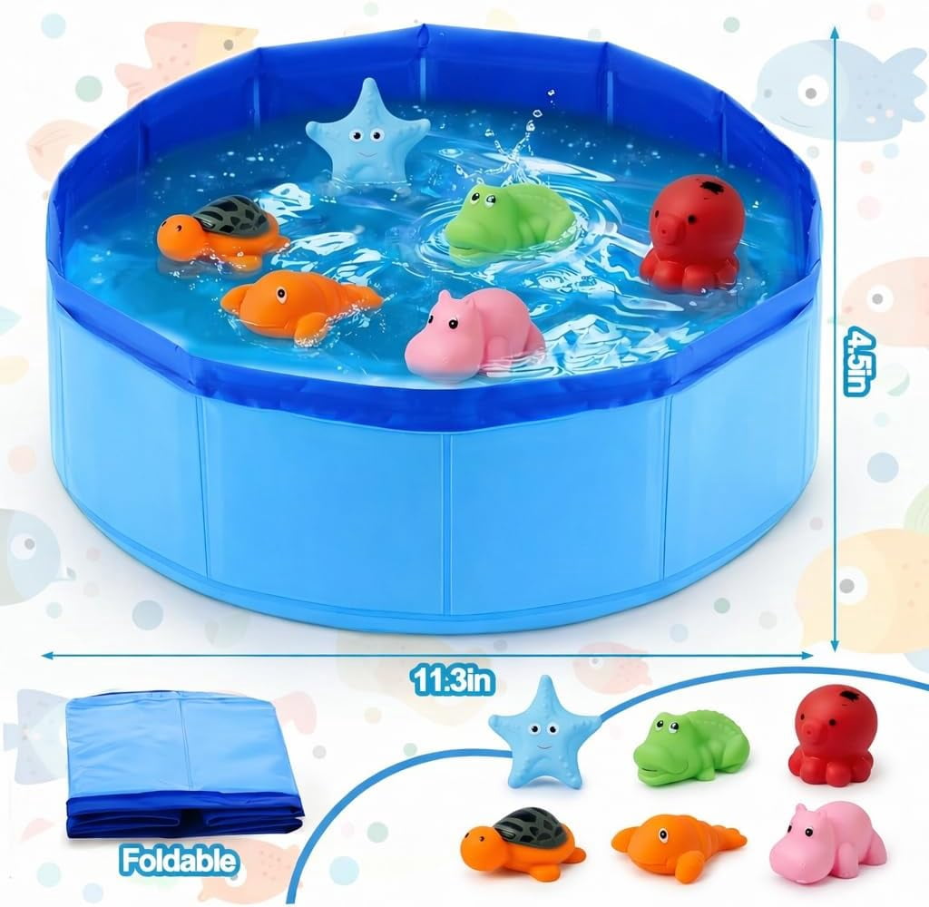 Interactive Cat Water Mat with Fish Toy, Self Play Aqua Toys for Bored Indoor Cats, Stimulating Enrichment Toys for Cats & Ferrets, Portable Cat Water Pool-B(2Set)