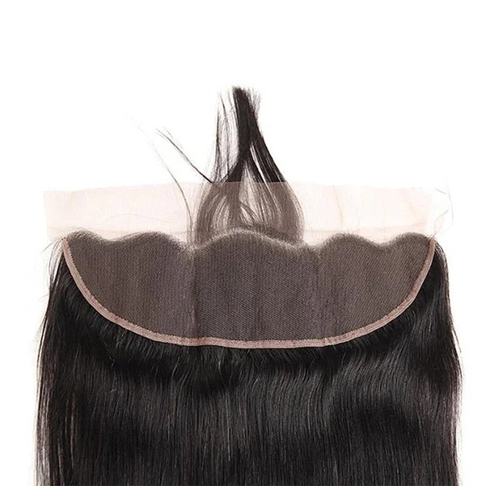 2 Bundles Brazilian Straight Human Hair, Virgin Human Hair with 13x4 Lace Frontal Straight Natural, Black