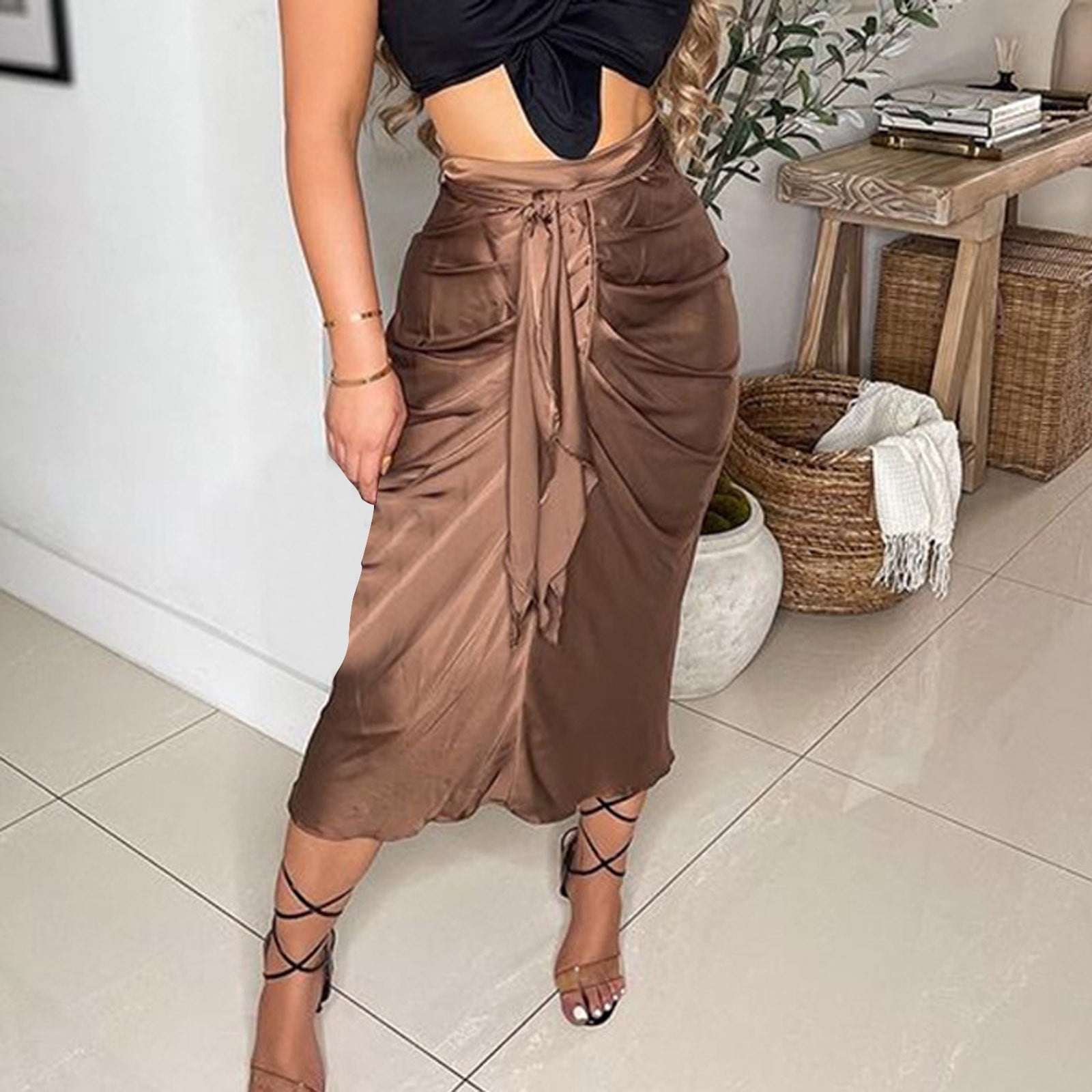 High waist draped maxi skirt deals