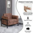 thumbnail image 4 of Walsport Faux Leather Reading Accent Chair with Metal Frame, Upholstered Wide Armchair, Single Sofa Chair for Living Room,Bedroom(Brown), 4 of 7