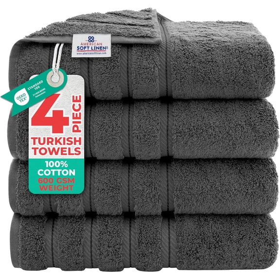 Soft Linen 100% Cotton Luxury Turkish Towels, 4 PC Washcloth Set | Soft Absorbent Quick Dry OEKO Tex Standard 100 Certificated Durable Machine Washable Breathable Premium Hotel Quality