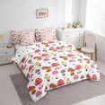 thumbnail image 3 of Homewish Cute Cartoon Mushroom 7pcs Bedding Comforter Set,Fungus Botanical Queen Bedding Sets,Red White Queen Sheet Sets For Kids,Super Cozy Room Decor Reversible, 3 of 8