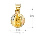 thumbnail image 4 of 14K Tri Color Gold Diamond Cut Our Lady of Guadalupe Stamp Charm Pendant with 0.9mm Wheat Chain Necklace - 16", 4 of 6