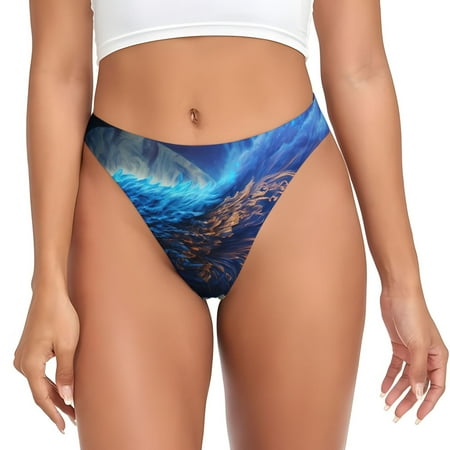 Sigee Moonlit Blue Wolf for Women s G-String Panty  Low Rise  Soft Lace Perfect for Everyday Wear or Special Occasions-XX-Large