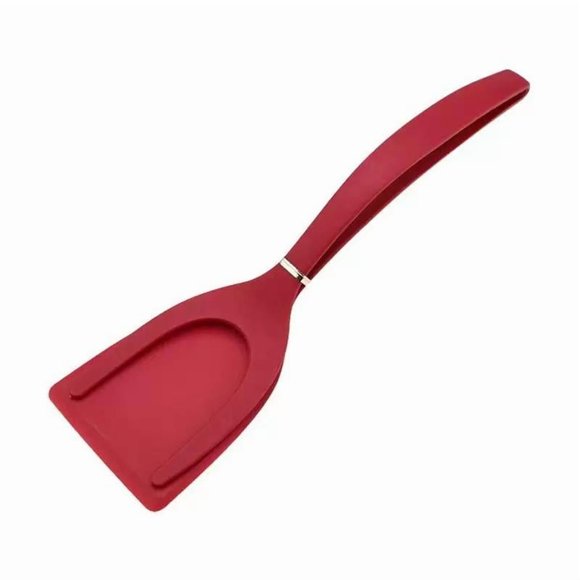 Espátula para plancha tipo pinza 2 en 1: cuenta con una hoja antiadherente de nailon fácil de agarrar, ideal para tortitas de patata y filetes, con un mango ergonómico resistente al calor.(Rojo)