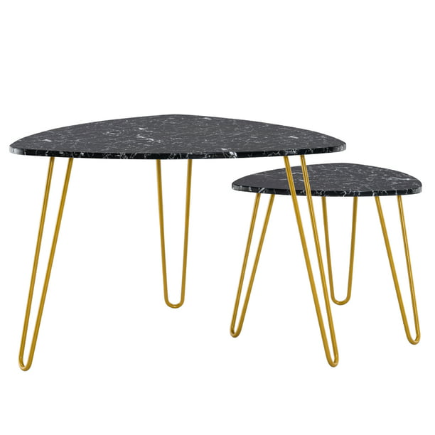 Marble Iron Foot Coffee Table Side Set Of 2 With Powder Coated Metal Legs Easy To Clean Updated Look Com - How To Clean Powder Coated Patio Table