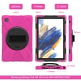 thumbnail image 2 of KIQ Shield Series for Samsung Galaxy Tab A8 Case 10.5" 2022 SM-X200/X205/X207 w/ Rotating Hand Strap Stand Shoulder Strap Heavy Duty Shockproof Kids Galaxy Tab A8 10.5 Case - Hot Pink, 2 of 10