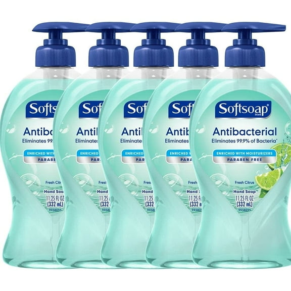 Softsoap Effective Liquid Hand Soap - The Ideal Sensitive Skin, Dermatologist Tested Fresh Citrus - Clinically Proven, Refillable Bottle with Pump 11.25 fl oz Per Pack, Pack of 5