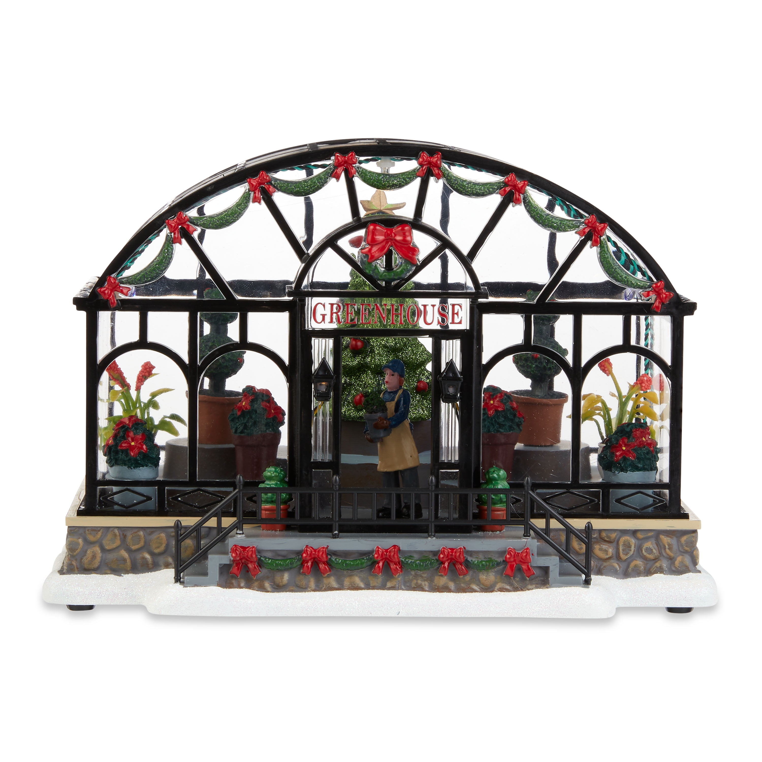 Holiday Time Christmas Village Lighted Indoor Decor Multi-Color Greenhouse, 5.875" Height