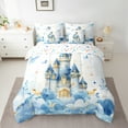 thumbnail image 2 of jejeloiu Cartoon Castle 7pcs Bedding Comforter Set,Blue Cute Butterfly Queen Bedding Sets,Fairy Tale Theme Queen Sheet Sets For Girl Kids,Ultra Soft Home Decor Reversible, 2 of 8