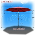 thumbnail image 3 of Strong Camel 9' Solar Lighted Patio Umbrella 30 LED Market Aluminium with Tilt and Crank Parasol Table Round Umbrella Sunshade (Burgundy), 3 of 13