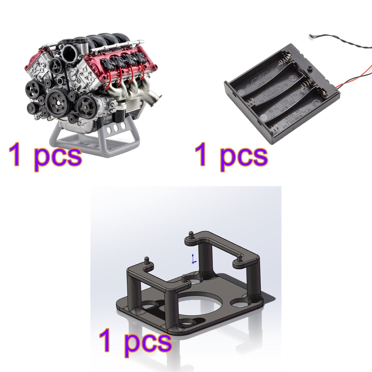 ENGINEDIY Mini V8 Engine Kits That Runs, MAD V8 Model Engine Build Kit RC Internal Combustion Model Kits for Adults, DIY Assembly Engine Model for AX90104 SCX10Ⅱ Capra VS4-10 Pro/Ultra Model Car