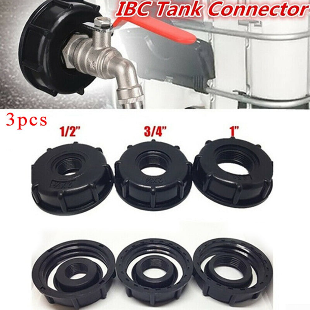 IBC Tote Tank Drain Adapter Threaded Cap Garden Hose Connector 1/2"3/4" Two Snap 