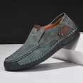 thumbnail image 2 of EKVAHL Men's Leather Casual Slip-On Loafers, Lightweight Non-Slip Hand-Stitched Moccasins for Walking and Outdoor Use Blue, 2 of 5