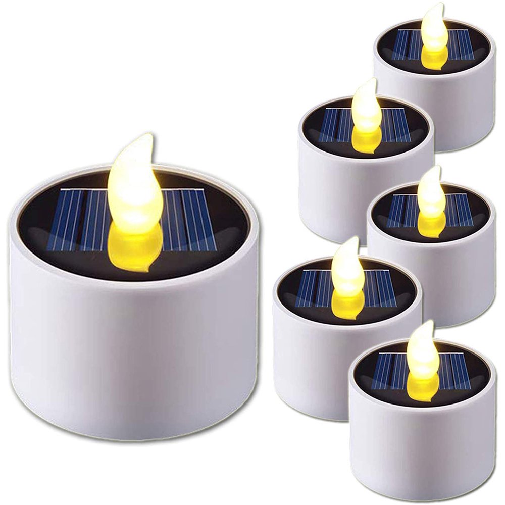 6 Sets of Solar Tea Lights, Waterproof, Rechargeable flameless led