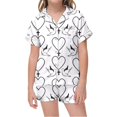 thumbnail image 1 of Luvoko Ensemble de Pyjama à Manches Courtes Imprimé DIY pour Filles, Confortable avec Boutons Mignons, Respirant, Robe de Chat pour la Maison, Pyjama de Douche pour Petites Filles de 12 Mois, 1 of 6