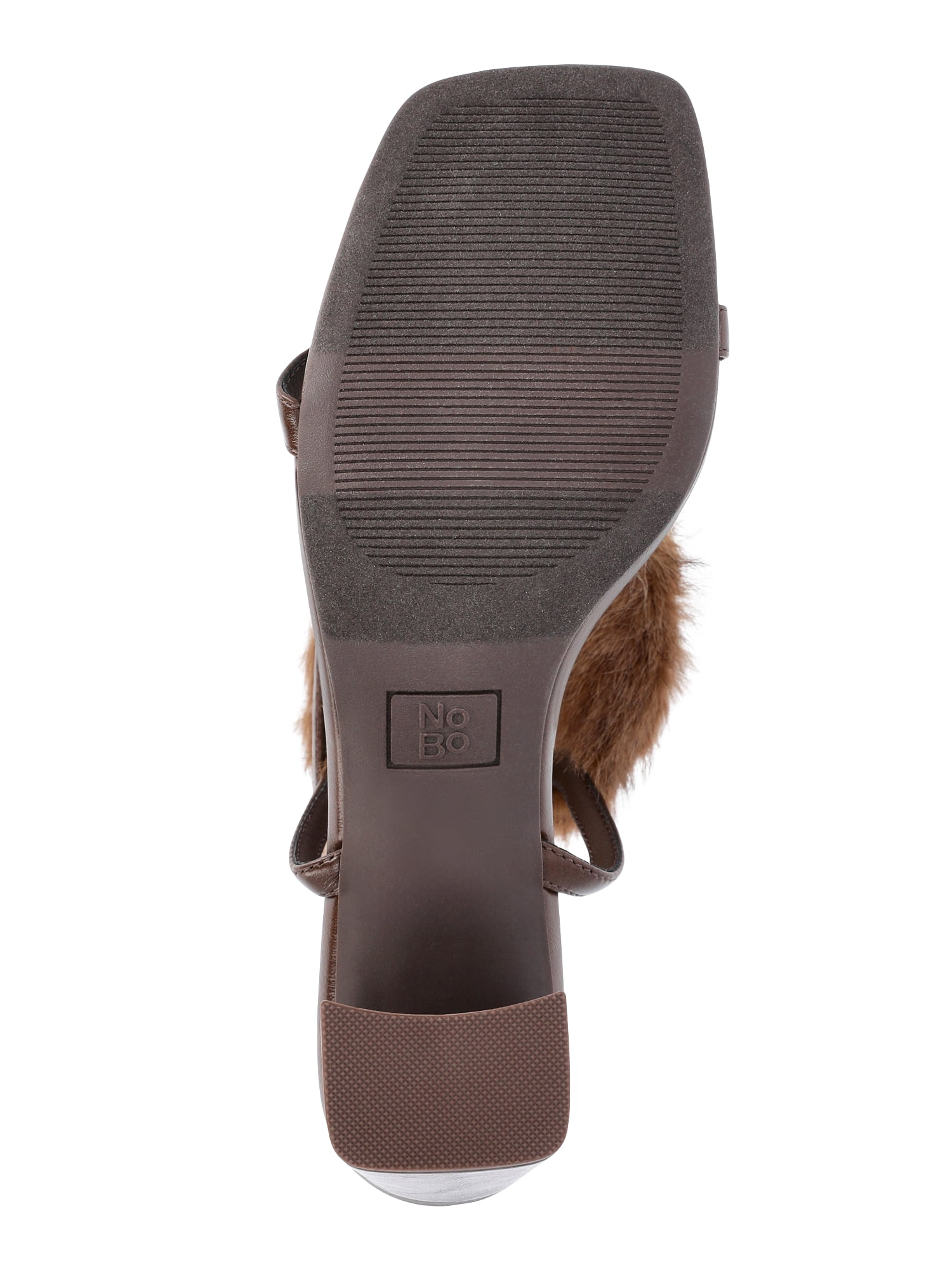 No Boundaries Women's Block Heel with Fur Ankle Strap
