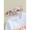thumbnail image 3 of Toddler Baby Girls Halloween Outfit Pumpkin Sweatshirt Long Sleeve Shirts Tops Pants Headband Fall 3Pcs Clothes Set, 3 of 7