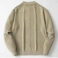 thumbnail image 3 of Men's Knit Cardigan Polo Sweater Mock Neck Button Down Open Front Ribbed Slim Fit Casual Long Sleeve Knitted Shirt Hybrid Office-to-Street Top, 3 of 4