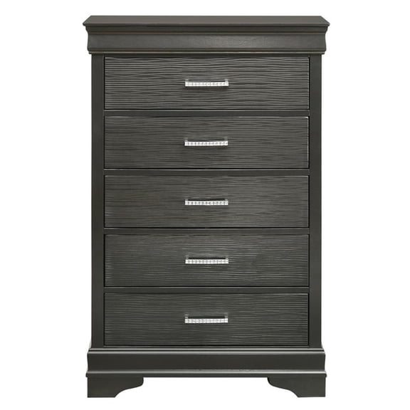 Brooklyn Modern 5 Drawers Chest made with Wood in Gray