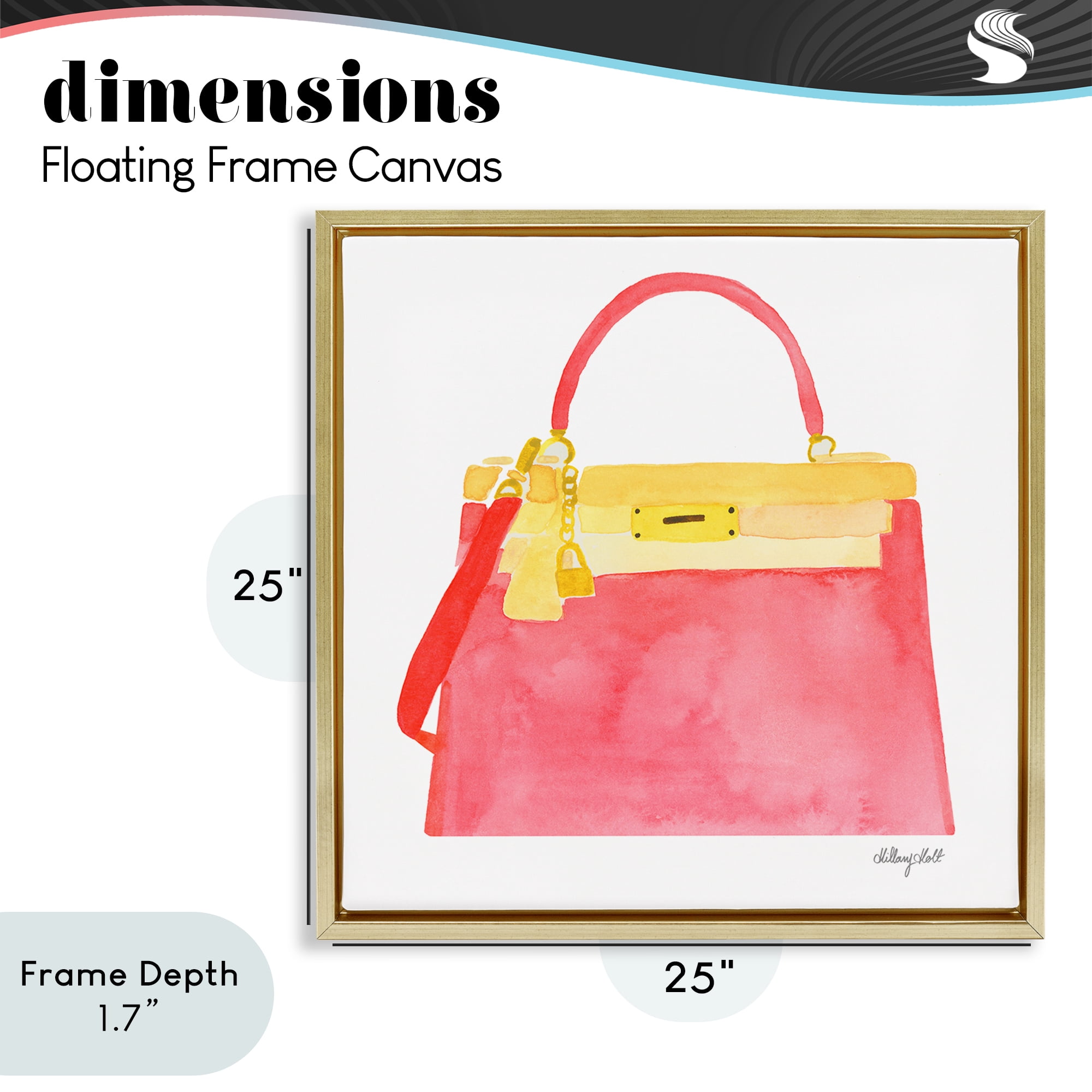 Stupell Industries Elegant Coral Handbag Gold Framed Floater Canvas Wall Art, design by Hillary Holt