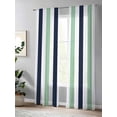 thumbnail image 4 of Sheer Curtains 84 Inches Long 2 Panels Set for Living Room, Light Green Navy Blue Striped Semi Sheer Curtains for Windows, Farmhouse Stripe Art Voile Window Treatments Rod Pocket Curtain, 4 of 7