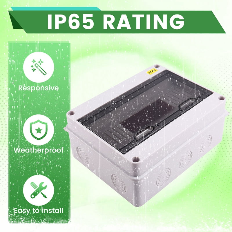 2X HT-12 Way IP65 Mcb Breaker Box Distribution Protection Box ABS Power Electronic Din Rail Enclosure
