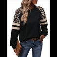 thumbnail image 1 of Sudadera de Cuello Redondo para Mujer, Informal, con de Leopardo, Larga, para Otoño y . Negro XL, 1 of 10