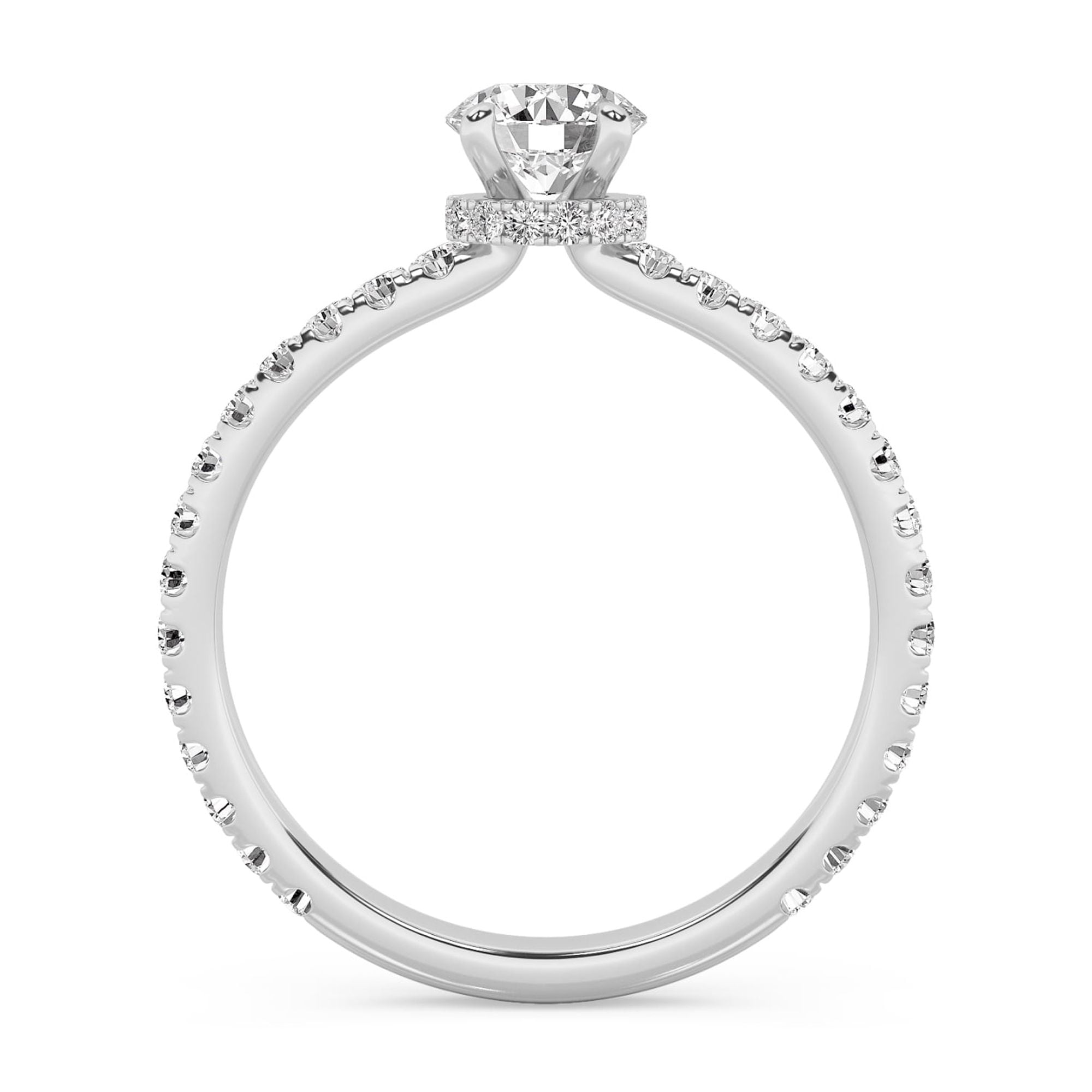 AFFY 0.90 Carat (ctw) Solitaire Engagement Ring For Womens, Round Lab Created Moissanite Stackable Promise Ring For Her In 10k Solid White Gold | VVS1 Quality Ring Size-9