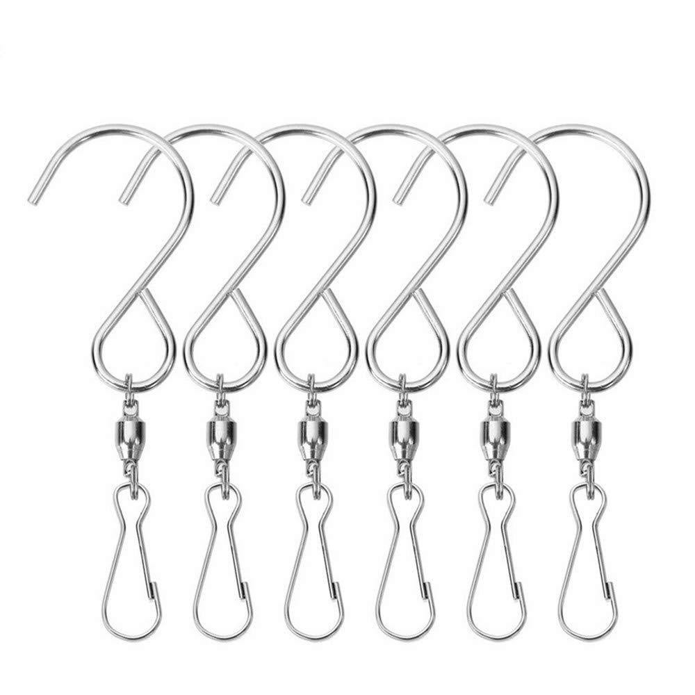 2x Stainless Swivel Hooks Clips Smooth Spinning for Hanging Wind Spinners Chime 