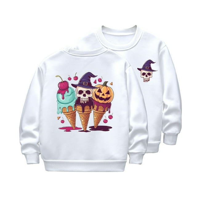 GDREDA Chandails à Capuchon & Chandails en Molleton pour Garçons - Chandail à Capuchon à Manches Longues Cool pour Enfants Design Sorcière d'Halloween Col Rond Épais Mode Décontractée pour Enfants